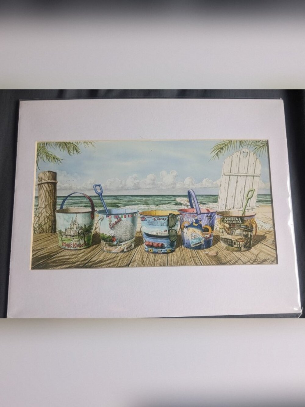 Disney David Doss 11x14 Print "Summer Magic" Beach Sand Buckets 2005 art  PP-408